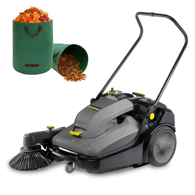 Zamiatarka Karcher KM 70/30 C Bp Pack Adv (2800 m²/h / 30 l / 48 - 70 cm) Zestaw z akumulatorem i ładowarką i workiem na śmieci