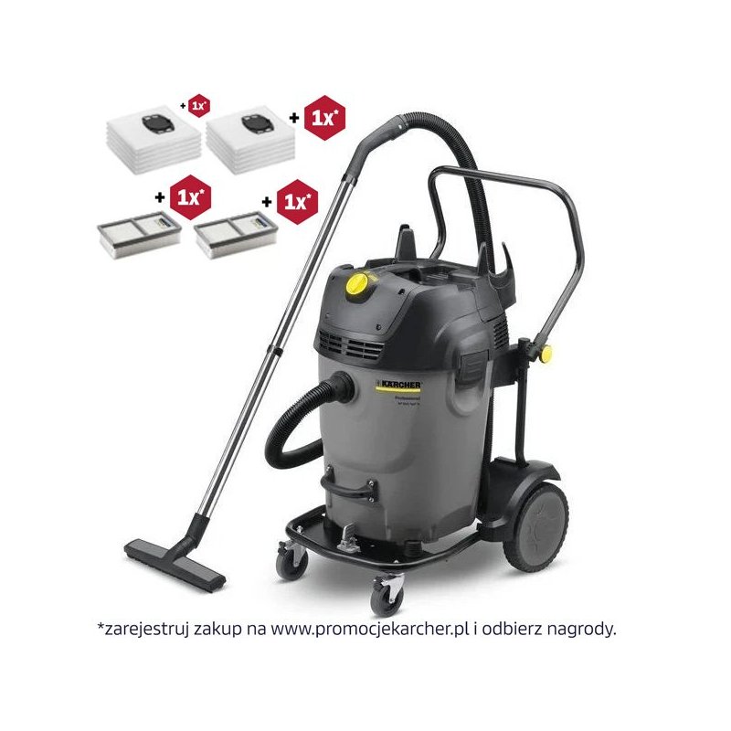 Odkurzacz uniwersalny Karcher NT 65/2 Tact² Tc (2760 W / 65 l / DN 40) Profesjonalny odkurzacz z funkcją zbierania wody