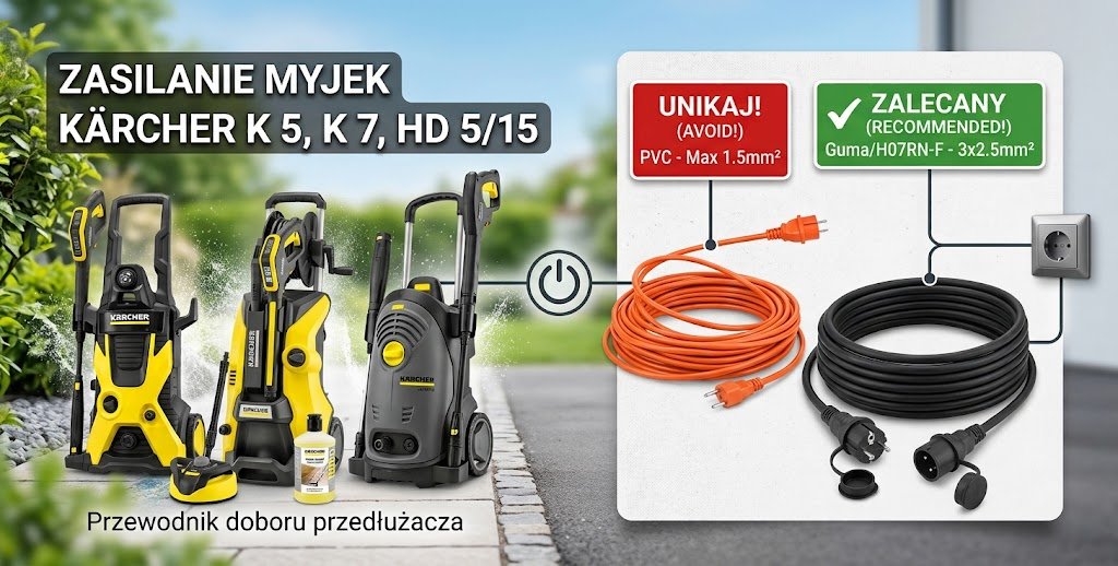Jaki przedłużacz elektryczny wybrać do popularnych myjek Karcher?